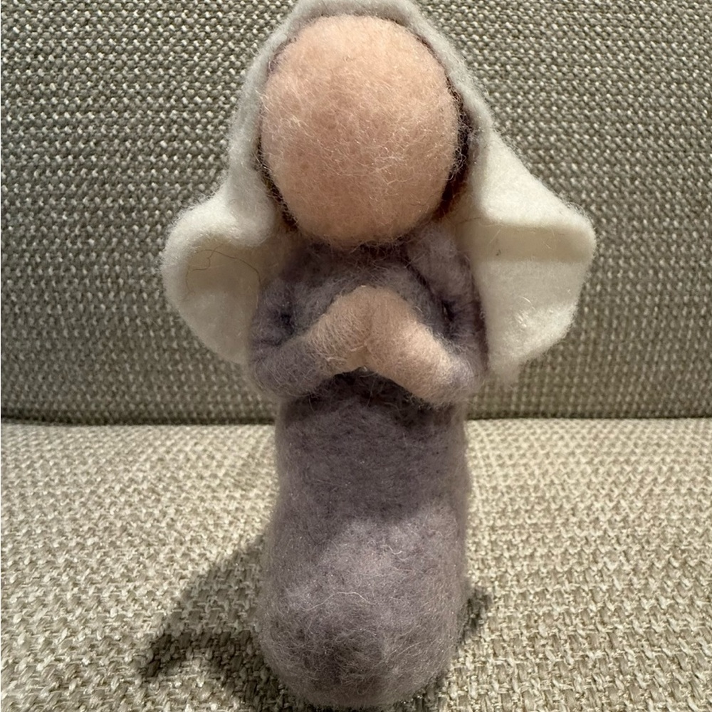 New Primitives by Kathy Wool Felt Mary Figurine - Gray and Cream
